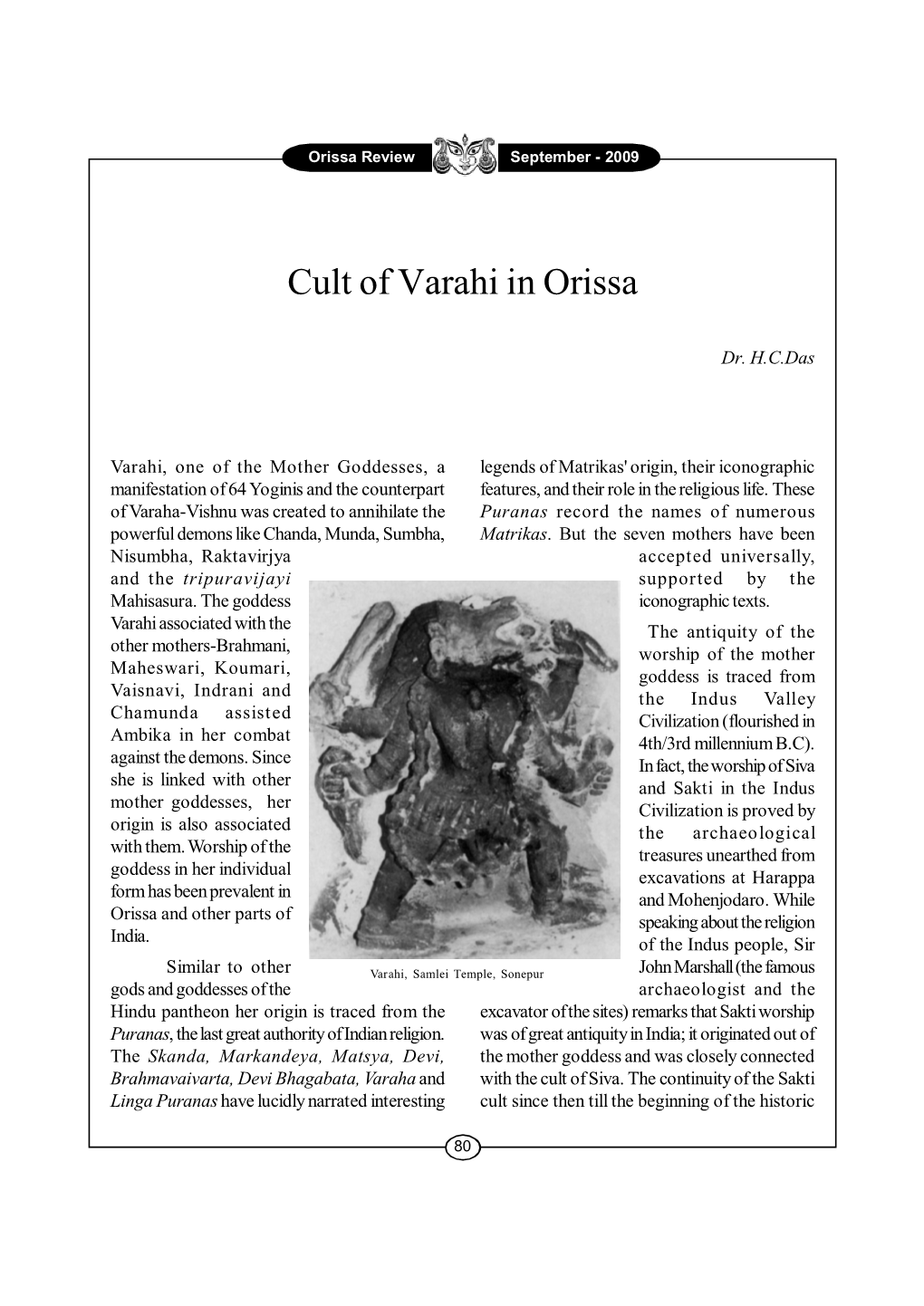 Cult of Varahi in Orissa
