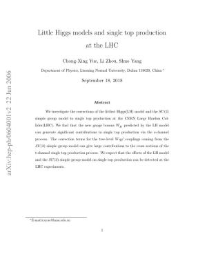 Little Higgs Models and Single Top Production at The
