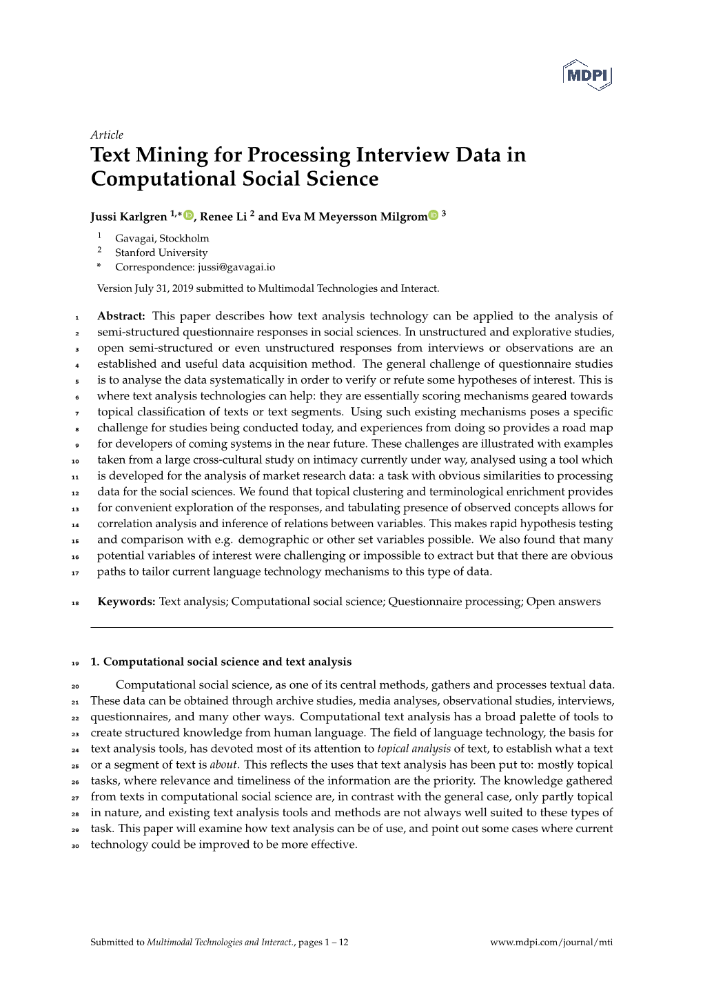 Text Mining for Processing Interview Data in Computational Social Science