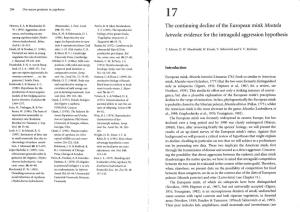 The Continuing Decline of the European Mink Mustela Lutreola: Et D'ecologie Animale, Univer- S.A