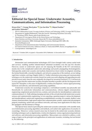 Underwater Acoustics, Communications, and Information Processing