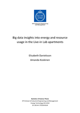 Big Data Insights Into Energy and Resource Usage in the Live-In Lab Apartments