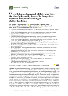 A Novel Integrated Approach of Relevance Vector Machine Optimized by Imperialist Competitive Algorithm for Spatial Modeling of Shallow Landslides