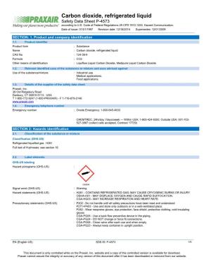 Liquiflow Liquid Carbon Dioxide Medipure Gas CO2 Safety Data Sheet SDS P4573