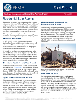 Residential Safe Rooms Fact Sheet