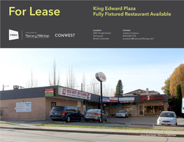 For Lease Fully Fixtured Restaurant Available