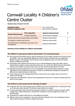 Cornwall Locality 4 Children's Centre Cluster