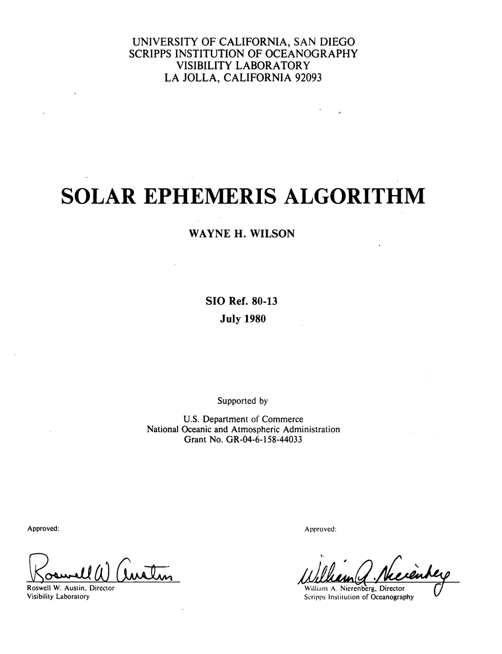 1980: Solar Ephemeris Algorithm