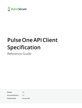 Pulse One API Client Specification Reference Guide