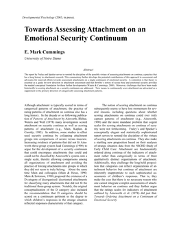 Towards Assessing Attachment on an Emotional Security Continuum