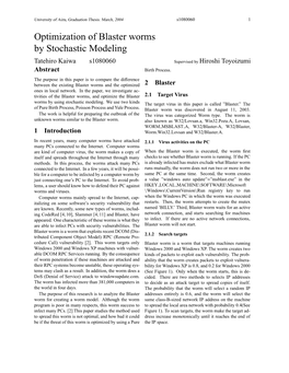 Optimization of Blaster Worms by Stochastic Modeling