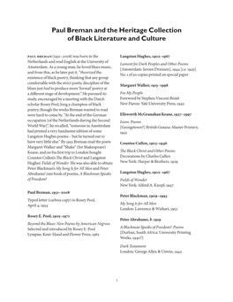 Paul Breman and the Heritage Collection of Black Literature and Culture