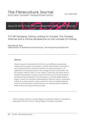 FCJ-167 Spraying, Fishing, Looking for Trouble: the Chinese Internet and a Critical Perspective on the Concept of Trolling