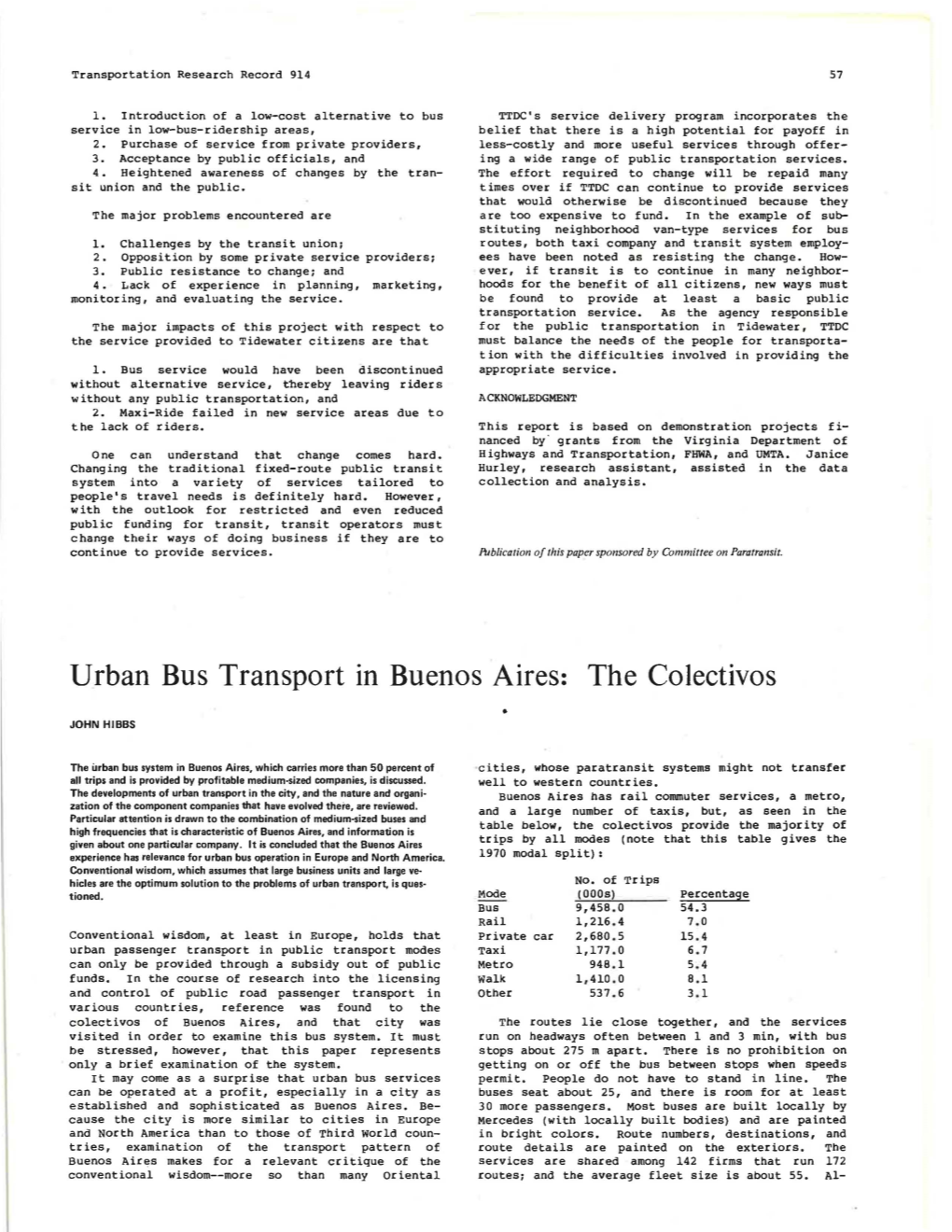 Urban Bus Transport in Buenos Aires: the Colectivos • JOHN HIBBS