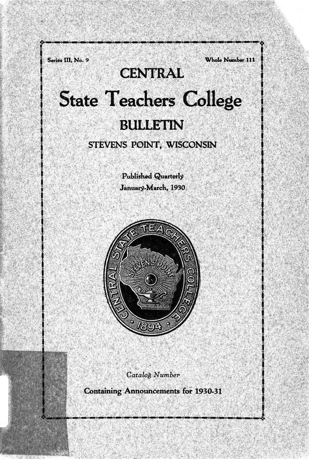 Central State Teachers College Stevens Point, Wisconsin