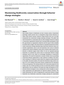 Maximizing Biodiversity Conservation Through Behavior Change Strategies