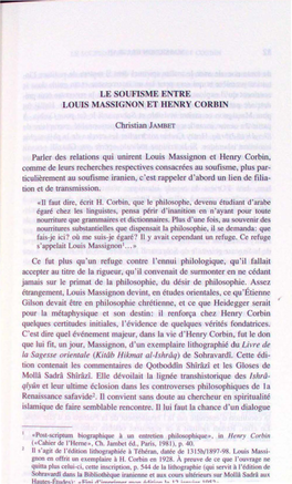 Le Soufisme Entre Louis Massignon Et Henry Corbin