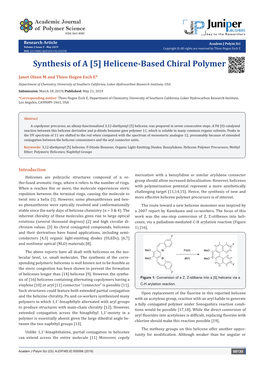 Synthesis of a [5] Helicene-Based Chiral Polymer