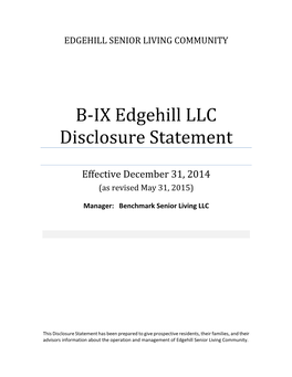 B-IX Edgehill LLC Disclosure Statement