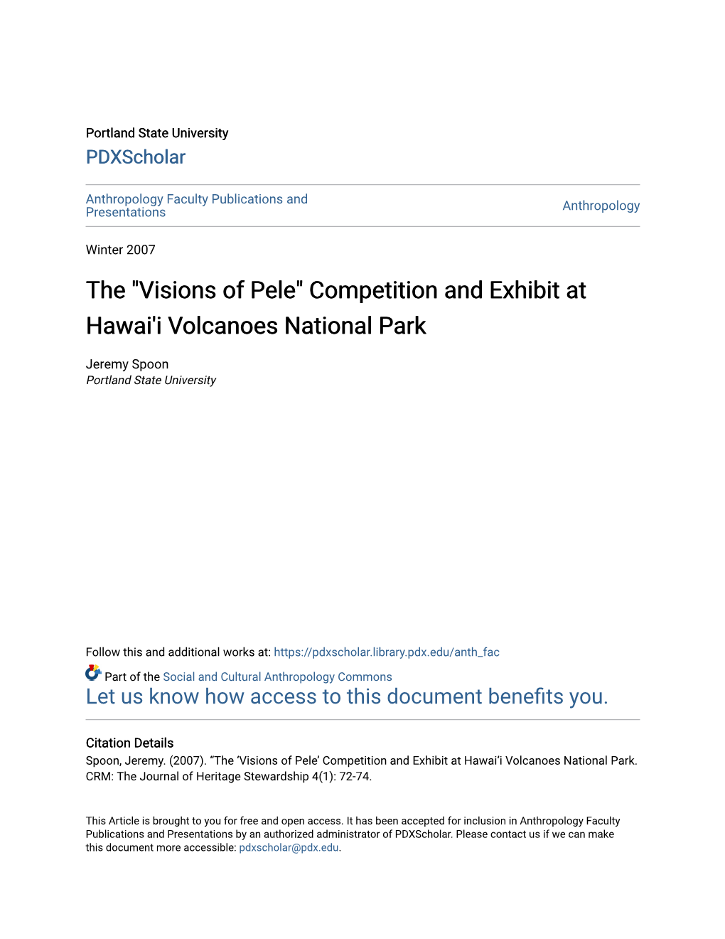 The "Visions of Pele" Competition and Exhibit at Hawai'i Volcanoes National Park