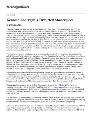Kenneth Lonergan's Thwarted Masterpiece