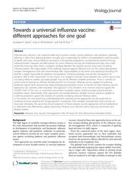 Towards a Universal Influenza Vaccine: Different Approaches for One Goal Giuseppe A