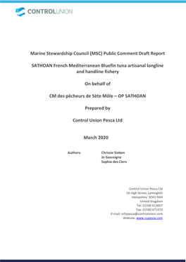 Public Comment Draft Report SATHOAN French Mediterranean