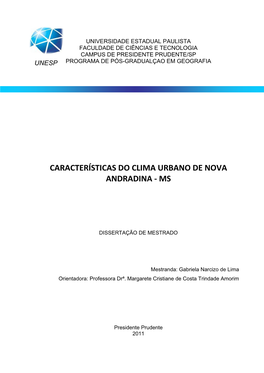 Características Do Clima Urbano De Nova Andradina - Ms