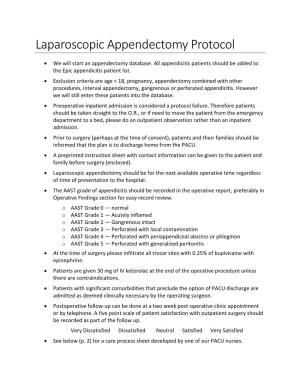 Outpatient Laparoscopic Appendectomy Protocol