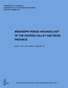 Mississippi Period Archaeology of the Georgia Valley and Ridge Province