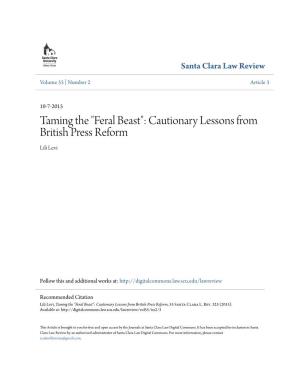 Cautionary Lessons from British Press Reform Lili Levi