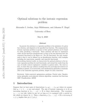 Optimal Solutions to the Isotonic Regression Problem Arxiv
