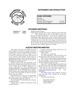 September 2004 Newsletter