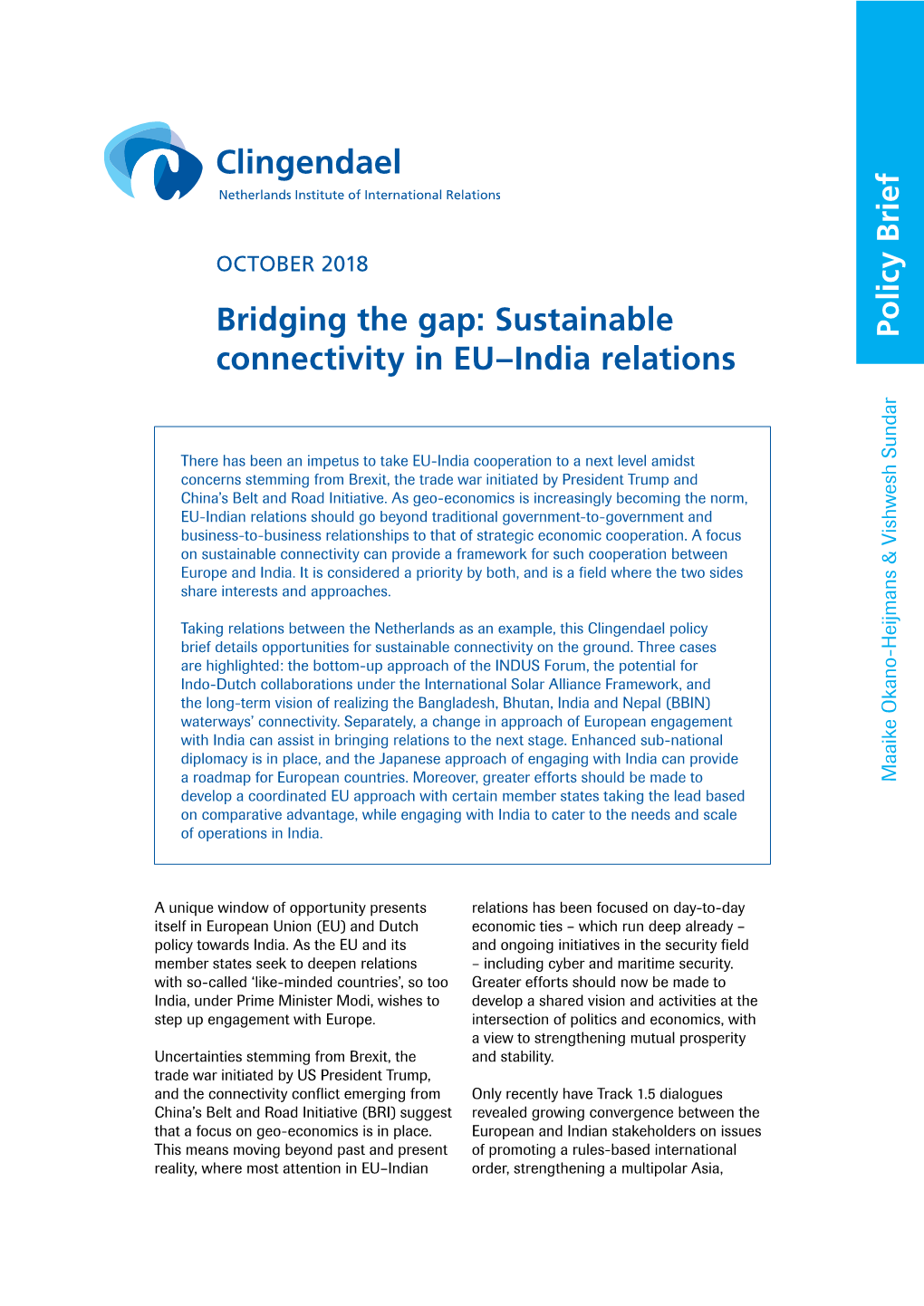 Bridging the Gap: Sustainable Connectivity in EU–India Relations