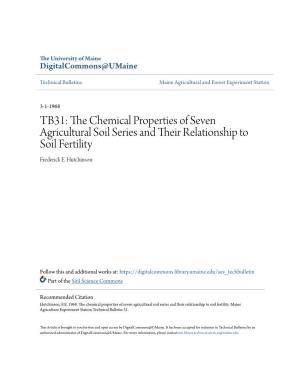 The Chemical Properties of Seven Agricultural Soil Series and Their Relationship to Soil Fertility