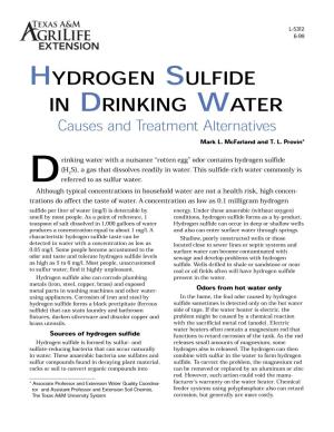 Hydrogen Sulfide in Drinking Water Is a Common 3