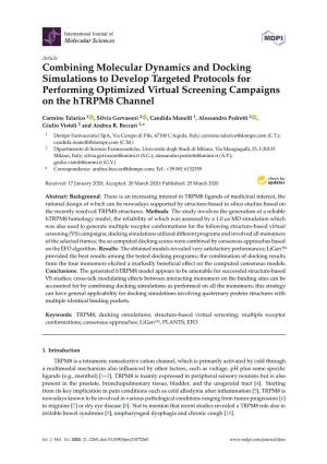 Combining Molecular Dynamics and Docking Simulations to Develop Targeted Protocols for Performing Optimized Virtual Screening Campaigns on the Htrpm8 Channel