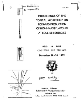 Proceedings of the Topical Workshop on Forward Production of High-Mass Flavours Ii at Collider Energies