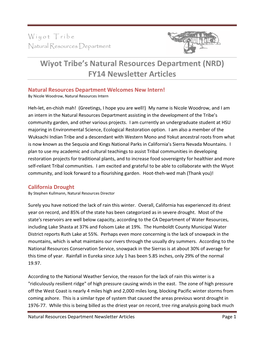 Wiyot Tribe's Natural Resources Department (NRD) FY14 Newsletter