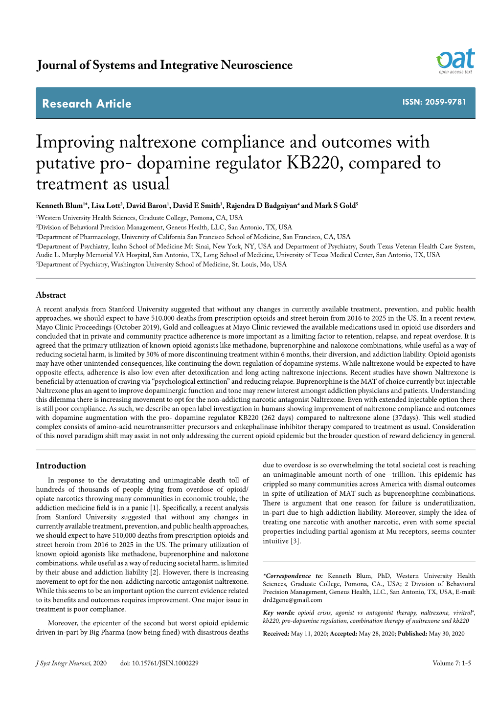 Improving Naltrexone Compliance and Outcomes with Putative Pro