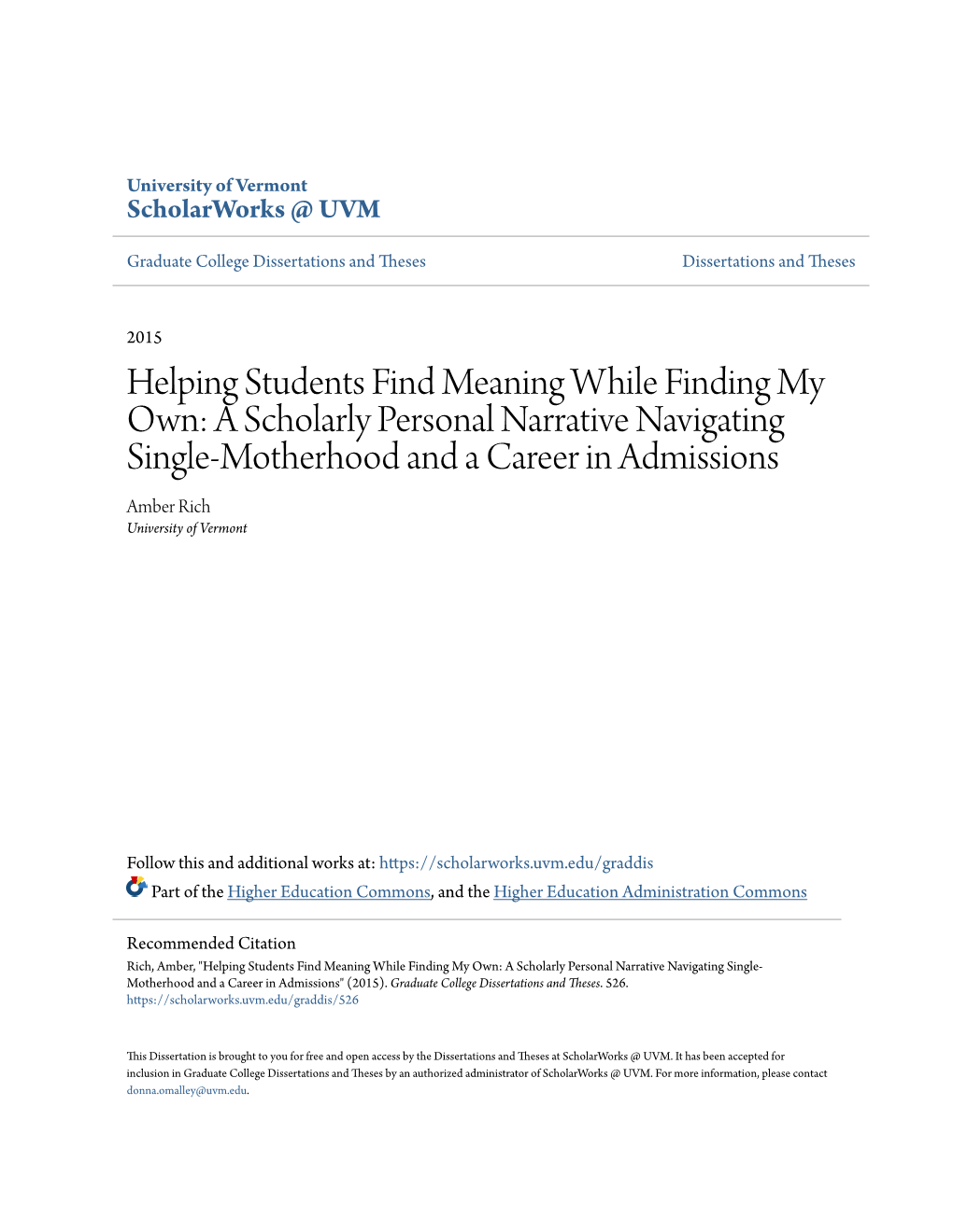 Helping Students Find Meaning While Finding My Own: a Scholarly