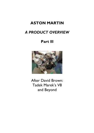 Aston Martin, a Product Overview