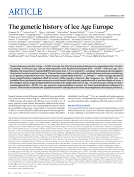 The Genetic History of Ice Age Europe