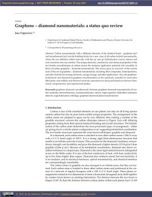 Graphene – Diamond Nanomaterials: a Status Quo Review