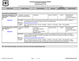 Schedule of Proposed Action (SOPA) 04/01/2021 to 06/30/2021 Umatilla National Forest This Report Contains the Best Available Information at the Time of Publication