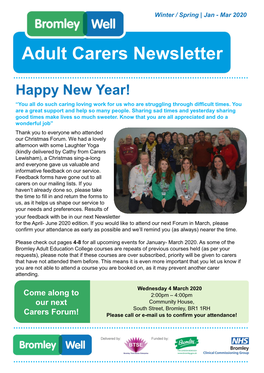 Adult Carers Newsletter
