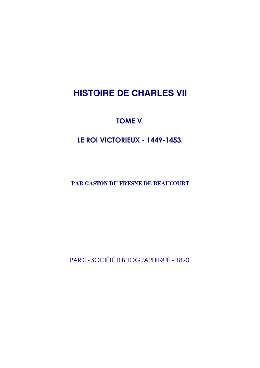 Histoire De Charles Vii