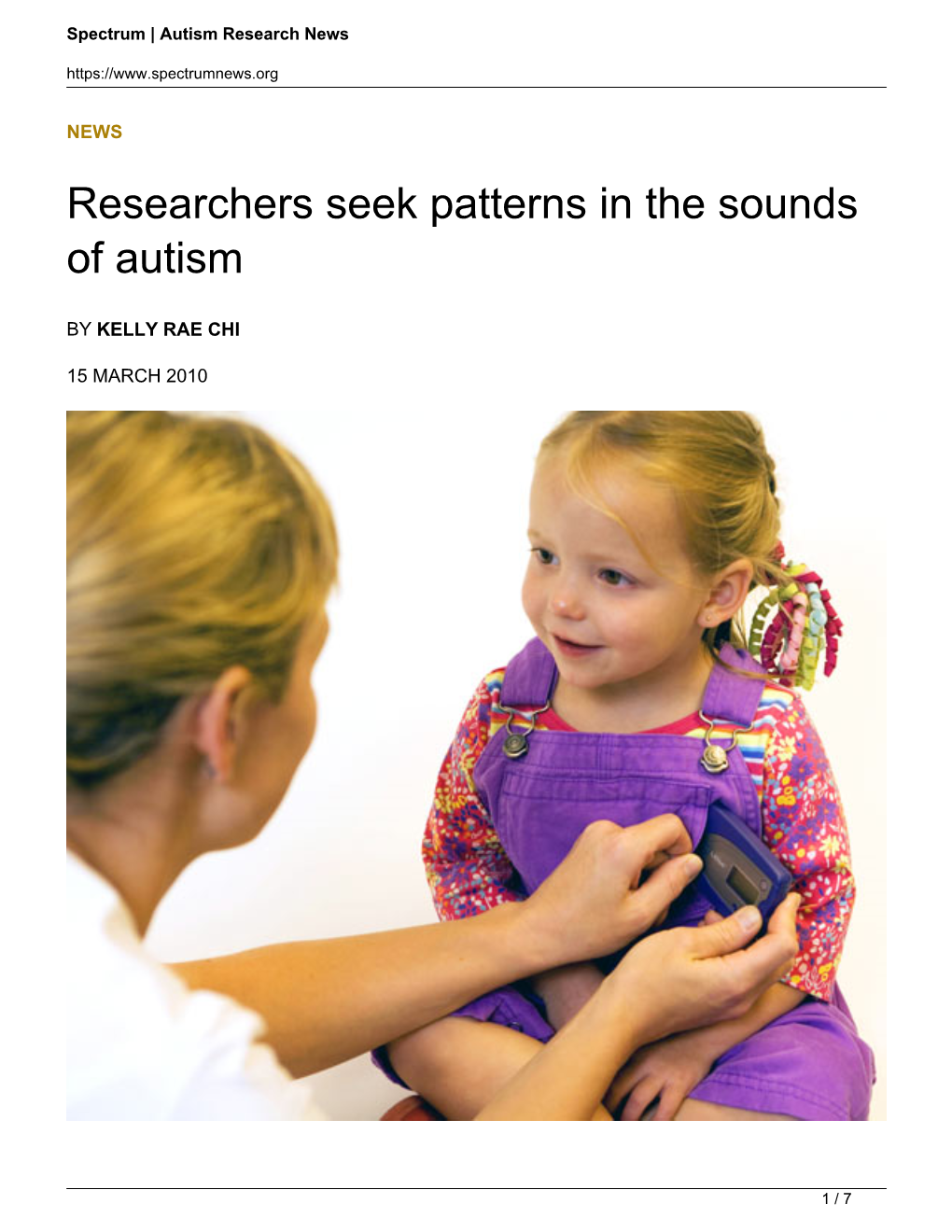 Researchers Seek Patterns in the Sounds of Autism