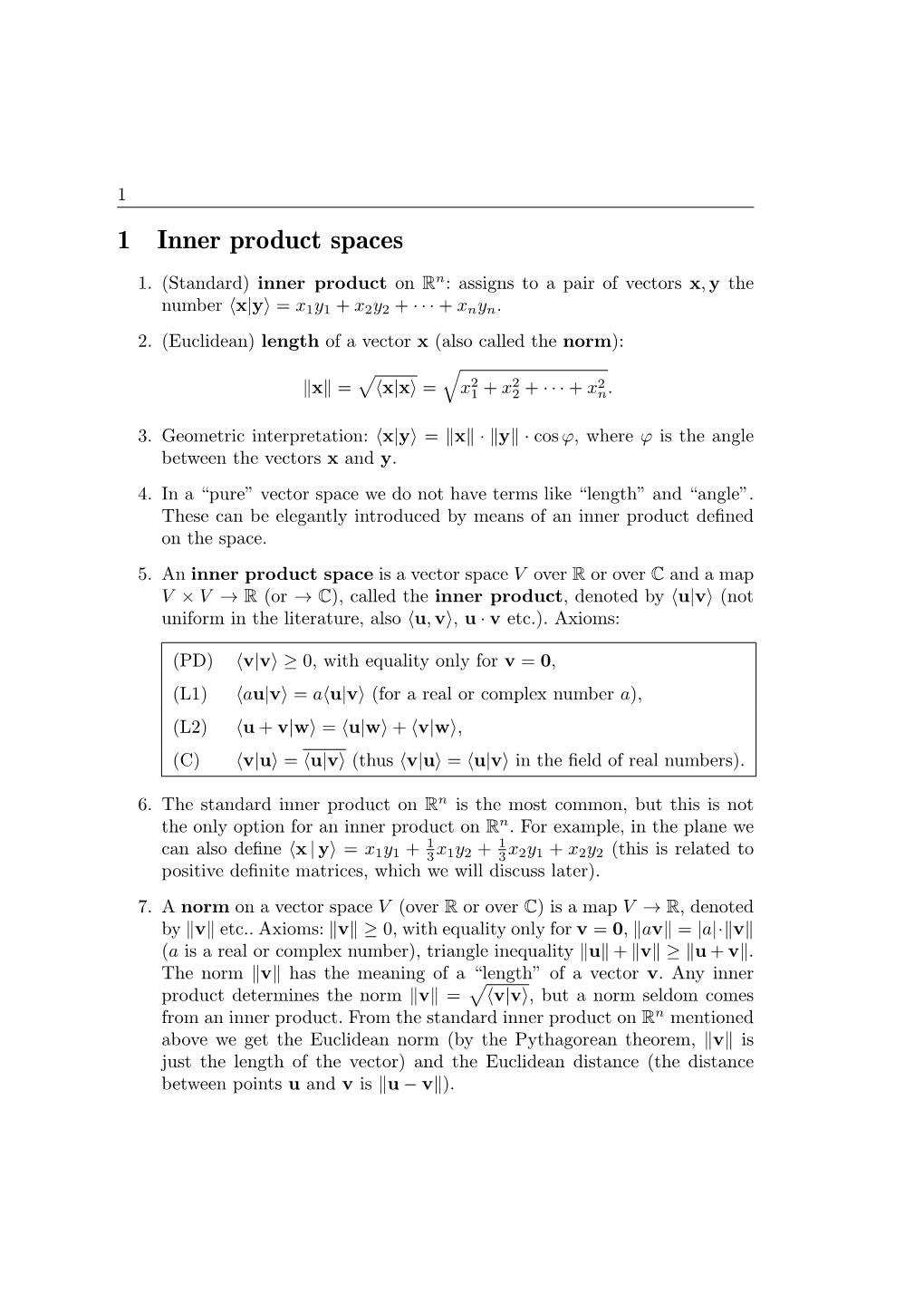 1 Inner Product Spaces