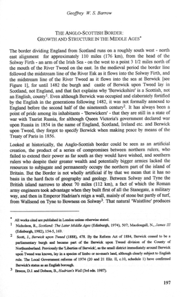 The Anglo-Scottish Border: Growth and Structure in the Middle Ages*